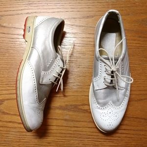 ⛳ Men's Ecco Spikeless Golf Shoes White Silver